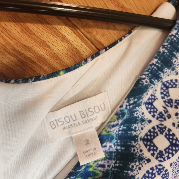 Bisou Bisou Michele Bohbot purple, green and blue boatneck bodycon dress Size 2 - Picture 4 of 10